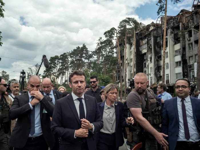 Emmanuel Macron vizita la Irpin FOTO Profimedia