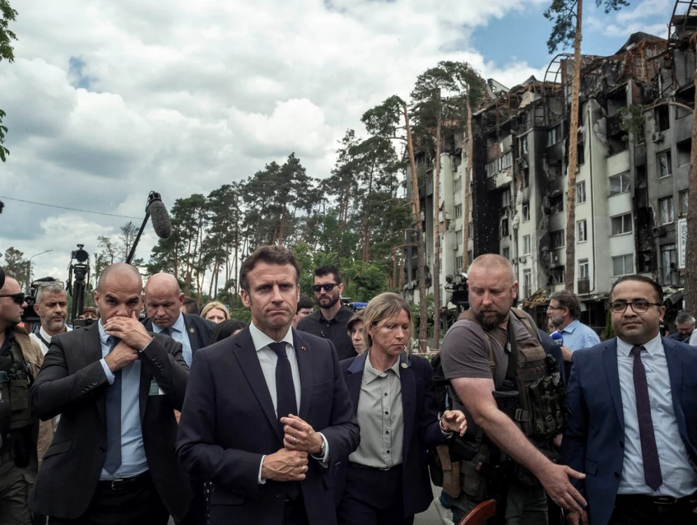 Emmanuel Macron vizita la Irpin FOTO Profimedia