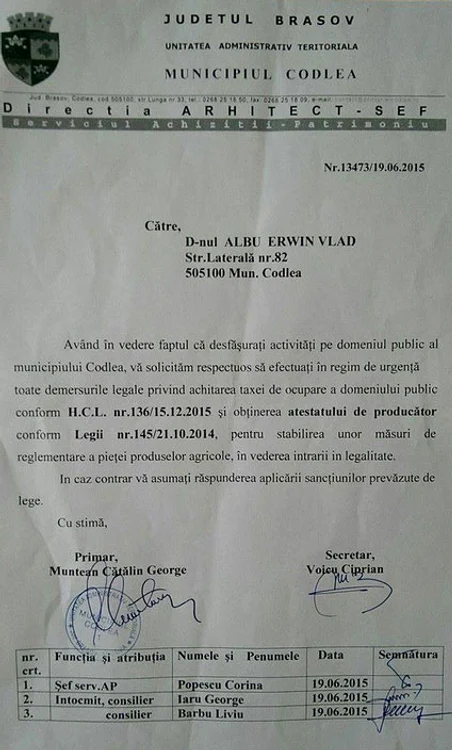 Autoritățile nu au privit cuochi buni inițiativa lui Erwin Albu