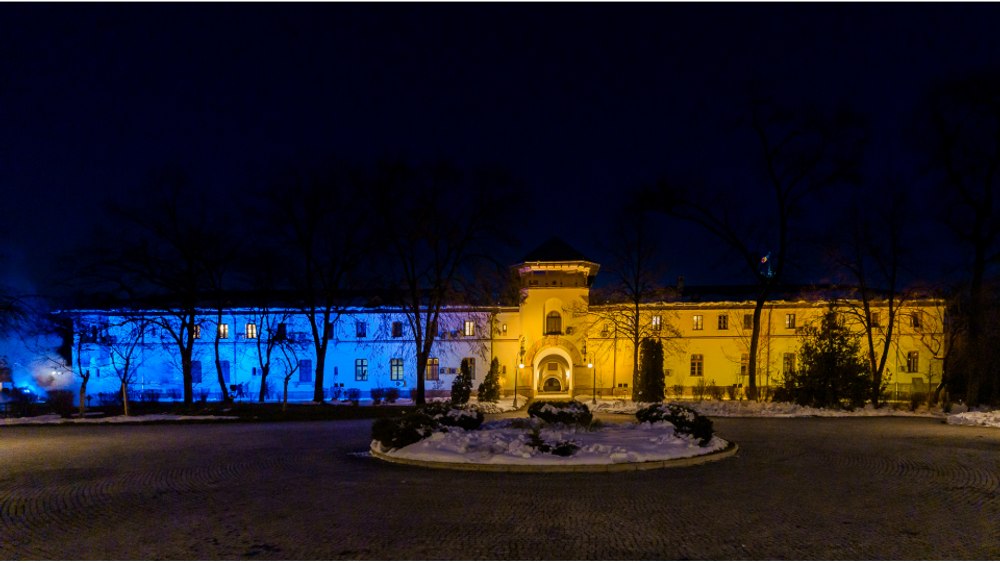 Palatul Cotroceni, iluminat în culorile drapelului ucrainean la trei ani de la începerea războiului din țara vecină