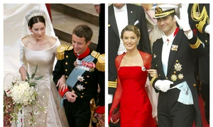 Regina Letizia și Felipe și Mary și Frederik în 2004 colaj jpg