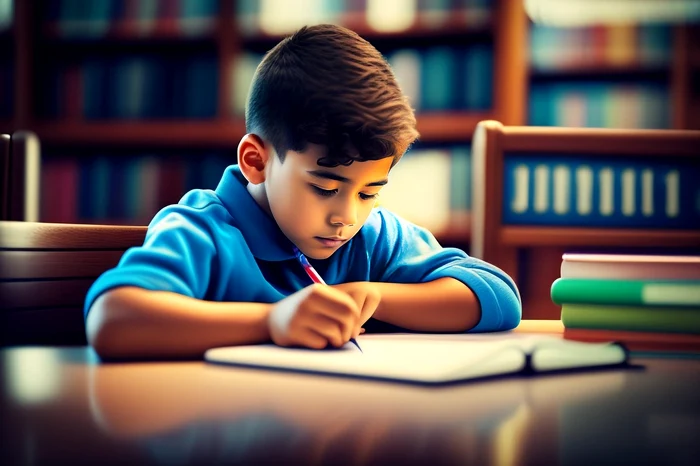 Elev care lucrează la temele pentru acasă Foto: Pixabay.com
