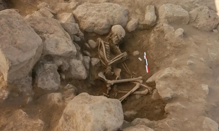 Rămășițele femeii îngropate în Metsamor (© Krzysztof Jakubiak, Arkadiusz Sołtysiak 2026)
