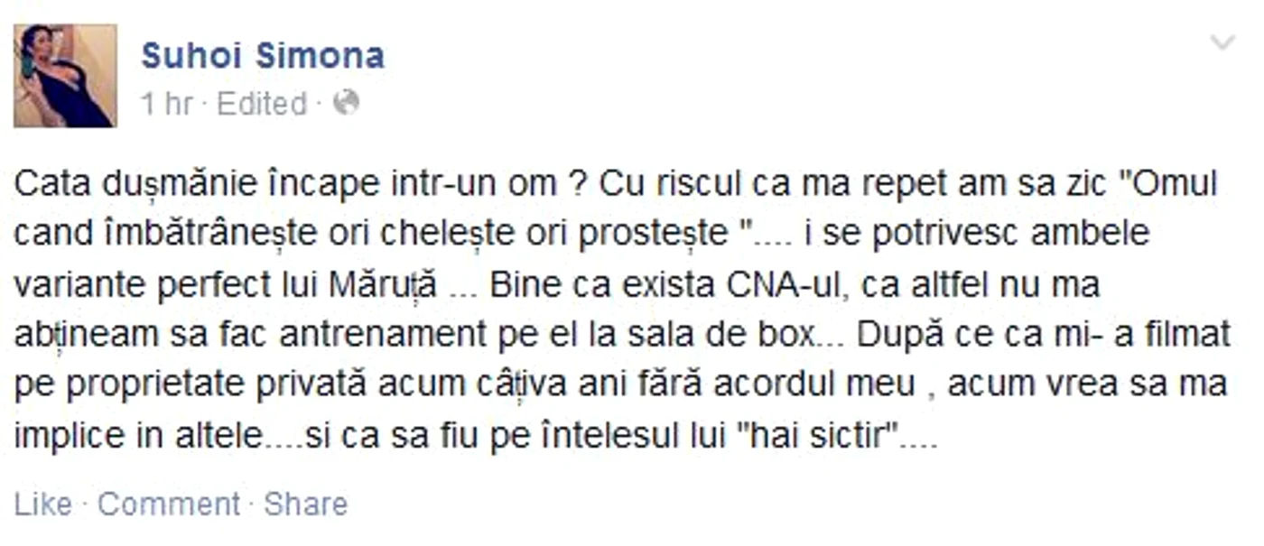 Simona Sensual e supărată foc pe Cătălin Măruţă