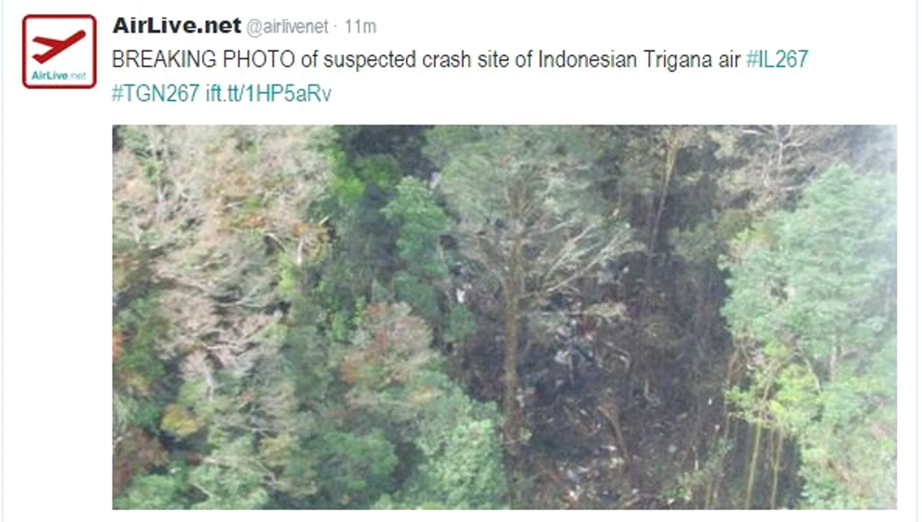 Locul unde a fost găsit avionul prăbuşit în Indonezia