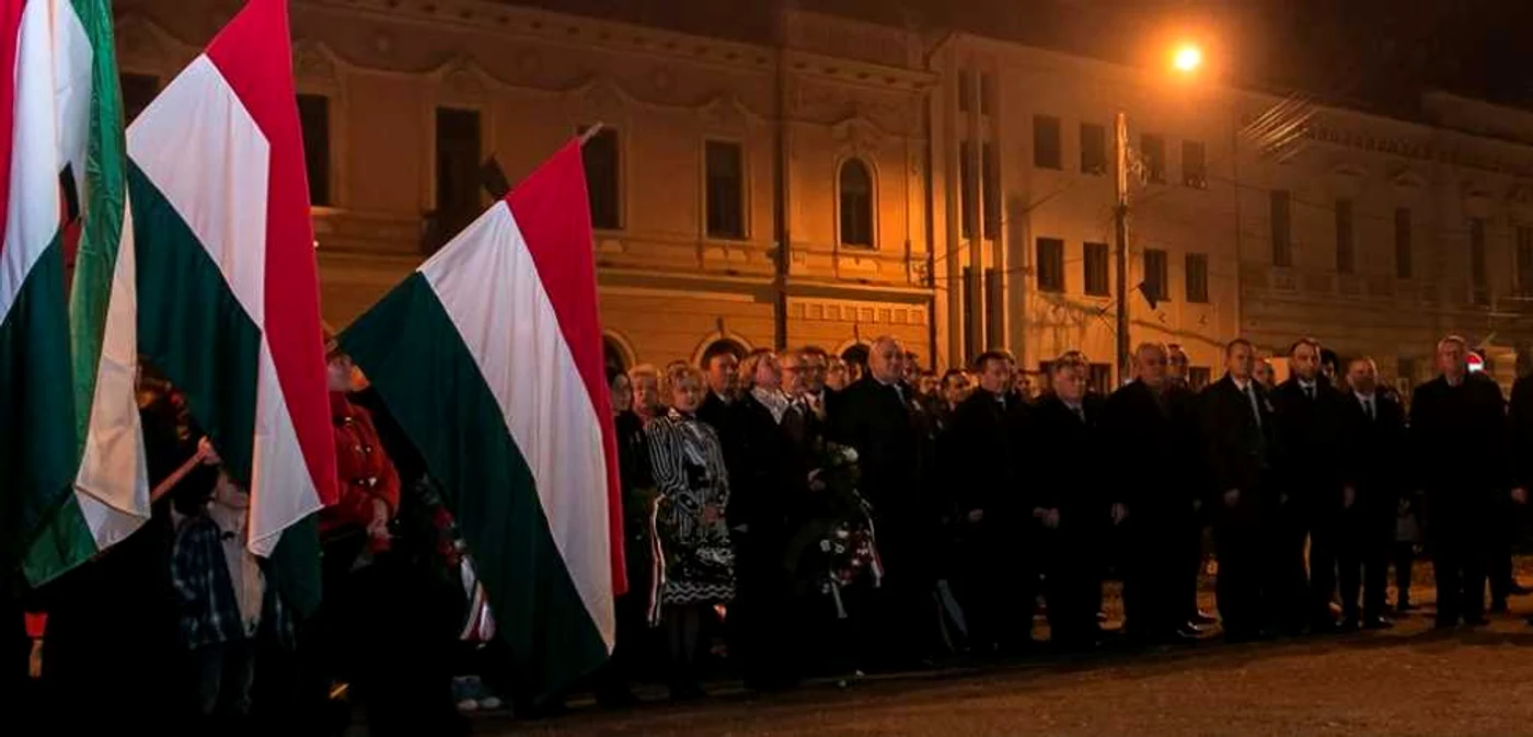 Marş cu torţe şi depuneri de coroane FOTO Facebook.com/Institutia Prefectului Salaj
